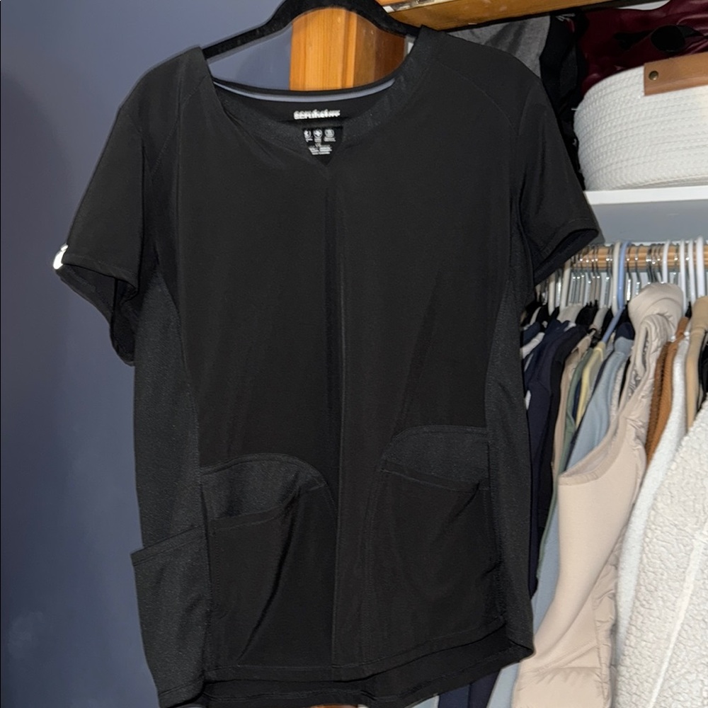 Scrubstar Gray Boxy Blouse Short Sleeve Top
